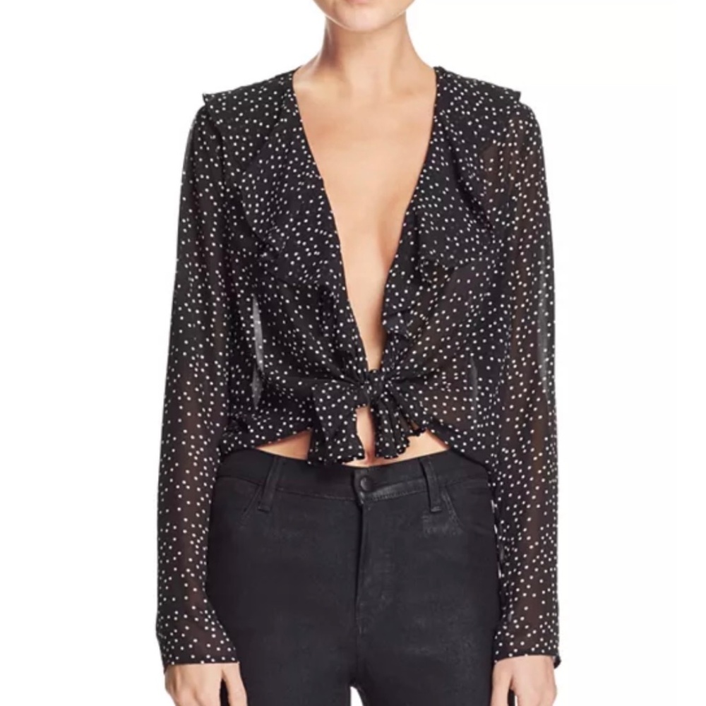 COTTON CANDY LA Polka Dot Tie-Front Top